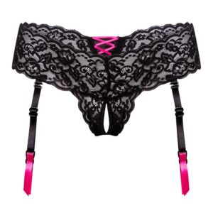 Lovehoney Lingerie Lovehoney Crotchless Lace Suspender Thong - S / M — Erotic • Black Australia Lovehoney Lingerie Lovehoney Crotchless Lace Suspender Thong - S / M — Erotic • Black