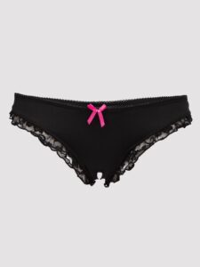 Lovehoney Lingerie Lovehoney Crotchless Black Lace-Back Knickers - S / M — Erotic • Black