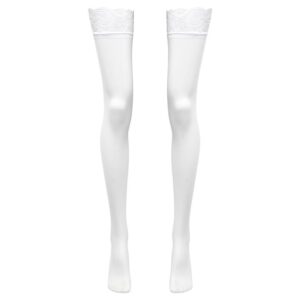 Lovehoney Lingerie Lovehoney White Sheer Lace Top Thigh High Stockings - One size — Lingerie • White