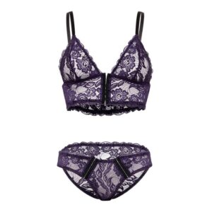 Cottelli Front-Fastening Bralette and Knickers Set - Small — Lingerie • Purple