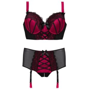 Lovehoney Lingerie Lovehoney Plus Size Boudoir Belle Cherry Push-Up Longline Bra Set - 1X / 2X — Lingerie • Black Australia Lovehoney Lingerie Lovehoney Plus Size Boudoir Belle Cherry Push-Up Longline Bra Set - 1X / 2X — Lingerie • Black