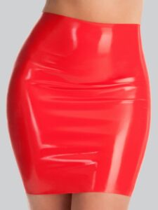 Rubber Girl Latex Retro High Waisted Mini Skirt - Medium — Lingerie • Red