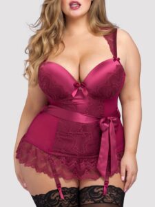 Lovehoney Lingerie Lovehoney Plus Size Moonlight Wine Plunge Basque Set - 5X / 6X — Lingerie • Red Australia Lovehoney Lingerie Lovehoney Plus Size Moonlight Wine Plunge Basque Set - 5X / 6X — Lingerie • Red