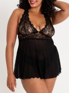 Lovehoney Lingerie Lovehoney Plus Size Bombshell Black Lace Babydoll Set - 1X / 2X — Lingerie • Black Australia Lovehoney Lingerie Lovehoney Plus Size Bombshell Black Lace Babydoll Set - 1X / 2X — Lingerie • Black