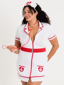 Lovehoney Fantasy Plus Size Flirty Nurse Costume - One Size Queen — Lingerie • White