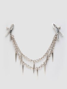 Fetish Fantasy Rock Hard Adjustable Nipple Clamps with Double Chain — Sex Toys • Silver