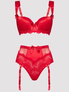 Lovehoney Lingerie Lovehoney Moonlight Desire Red Satin Crotchless Bra Set - Small — Lingerie • Red
