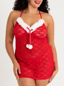 Lovehoney Fantasy Red Santa Lace Chemise Set - 3X / 4X — Lingerie • Red Australia Lovehoney Fantasy Red Santa Lace Chemise Set - 3X / 4X — Lingerie • Red