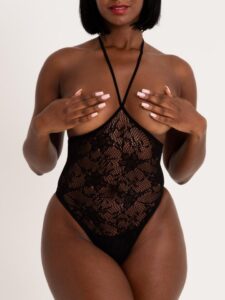 Lovehoney Lingerie Lovehoney Treasure Chest Black Lace Crotchless Body - One size — Lingerie • Black