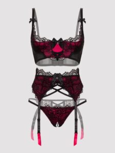Lovehoney Lingerie Lovehoney Plus Size Boudoir Belle Cherry Quarter Cup Bra Set - 5X / 6X — Lingerie • Black Australia Lovehoney Lingerie Lovehoney Plus Size Boudoir Belle Cherry Quarter Cup Bra Set - 5X / 6X — Lingerie • Black