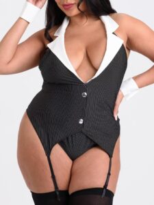 Lovehoney Fantasy Plus Size Boardroom Babe Secretary Bustier Costume - One Size Queen — Lingerie • Black