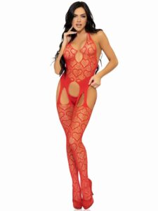 Leg Avenue Red Heart Crotchless Net Suspender Bodystocking - One size — Lingerie • Red Australia Leg Avenue Red Heart Crotchless Net Suspender Bodystocking - One size — Lingerie • Red