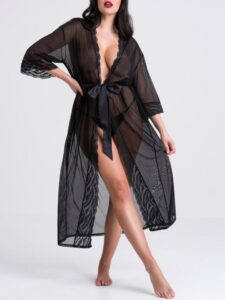 Lovehoney Lingerie Lovehoney Plus Size Empress Black Mesh Long Robe - One Size Queen — Lingerie • Black Australia Lovehoney Lingerie Lovehoney Plus Size Empress Black Mesh Long Robe - One Size Queen — Lingerie • Black