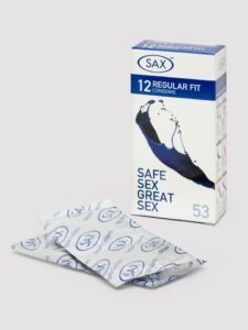 SAX Regular Fit 53mm Latex Condoms (12 Pack) — Erotic