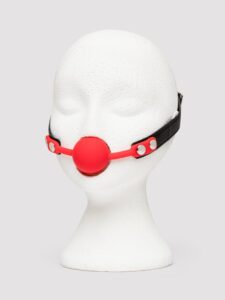 Bad Kitty Silicone and Faux Leather Ball Gag — Lingerie • Red