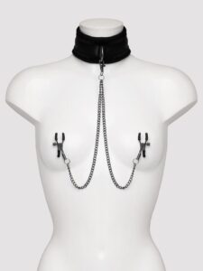 SEI MIO Twin Tweaks Velvet Collar with Nipple Clamps — Sex Toys • Black Australia SEI MIO Twin Tweaks Velvet Collar with Nipple Clamps — Sex Toys • Black