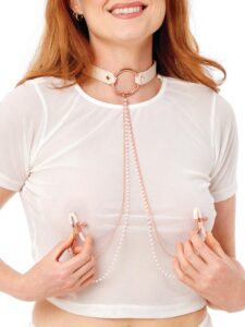 Sportsheets Peaches 'n CreaMe Faux Leather Collar and Nipple Clamps — Erotic • Pink Australia Sportsheets Peaches 'n CreaMe Faux Leather Collar and Nipple Clamps — Erotic • Pink