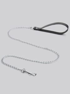 Bondage Boutique Chain Lead with Leather Handle — Erotic • Black Australia Bondage Boutique Chain Lead with Leather Handle — Erotic • Black