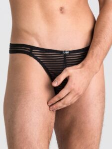 LHM Stripe Mesh Thong - S / M — Erotic • Black