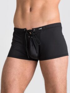 LHM Microfibre Lace Up Boxer Shorts - S / M — Lingerie • Black