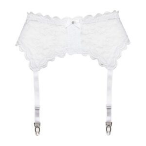 Exposed Lace Suspender Belt in White - One size — Erotic • White