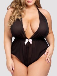 Lovehoney Lingerie Lovehoney Plus Size Barely There Black Sheer Crotchless Teddy - One Size Queen — Lingerie • Black Australia Lovehoney Lingerie Lovehoney Plus Size Barely There Black Sheer Crotchless Teddy - One Size Queen — Lingerie • Black