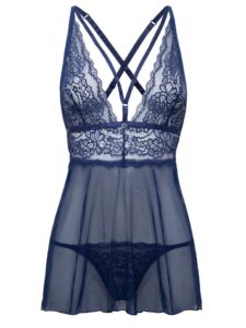 Lovehoney Lingerie Lovehoney Late Night Liaison Blue Lace Babydoll Set - One size — Lingerie • Navy Australia Lovehoney Lingerie Lovehoney Late Night Liaison Blue Lace Babydoll Set - One size — Lingerie • Navy
