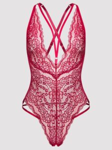 Lovehoney Lingerie Lovehoney Plus Size Late Night Liaison Wine Crotchless Lace Body - One Size Queen — Lingerie • Red