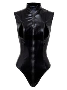 Lovehoney Lingerie Lovehoney Fierce Wet Look Zip-Around Peek-a-Boo Body - Medium — Lingerie • Black