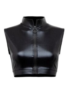 Lovehoney Lingerie Lovehoney Fierce Black Wet Look Zip-Up Crop Top - Medium — Lingerie • Black Australia Lovehoney Lingerie Lovehoney Fierce Black Wet Look Zip-Up Crop Top - Medium — Lingerie • Black