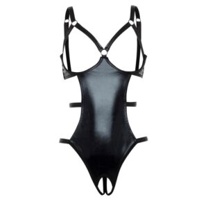 Lovehoney Lingerie Lovehoney Fierce Wet Look Open Cup Body - One size — Lingerie • Black Australia Lovehoney Lingerie Lovehoney Fierce Wet Look Open Cup Body - One size — Lingerie • Black