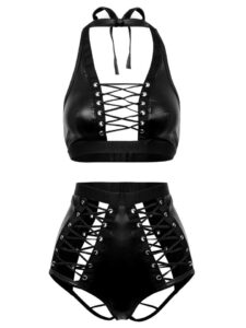 Lovehoney Lingerie Lovehoney Fierce Leather-Look Lace-Up Bra Set t - Medium — Lingerie • Black Australia Lovehoney Lingerie Lovehoney Fierce Leather-Look Lace-Up Bra Set t - Medium — Lingerie • Black