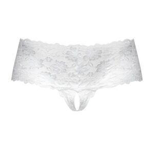 Oh La La Cheri Curves Plus Size White Floral Lace Crotchless Shorts - 1X / 2X — Erotic • White