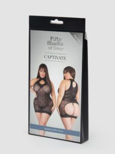 Fifty Shades of Grey Captivate Plus Size Black Lace Spanking Mini Dress - One Size Curve — Lingerie • Black