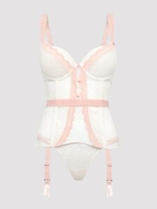 Lovehoney Lingerie Lovehoney Plus Size Vintage Bliss Ivory Lace Open-Back Basque Set - 1X / 2X — Lingerie • Ivory