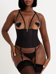 Lovehoney Lingerie Lovehoney Secret Silhouette Black Steel-Boned Waspie - Small — Lingerie • Black