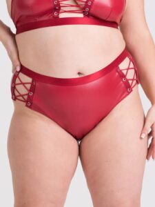 Lovehoney Lingerie Lovehoney Plus Size Fierce Leather Look Lace-Up Open-Back Red Crotchless Knickers - One Size Queen — Erotic • Red Australia Lovehoney Lingerie Lovehoney Plus Size Fierce Leather Look Lace-Up Open-Back Red Crotchless Knickers - One Size Queen — Erotic • Red
