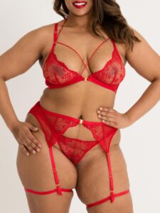 Lovehoney Lingerie Lovehoney Plus Size Midnight Dream Red Bra Set - One Size Queen — Lingerie • Red