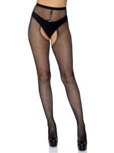 Leg Avenue Crotchless Open-Back Fishnet Tights - One size — Lingerie • Black
