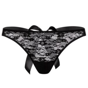 Lovehoney Lingerie Lovehoney Unwrap Me Women's Black Thong - One size — Erotic • Black