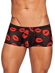 Male Power Lipstick Kisses Boxer Shorts - Small — Lingerie • Black