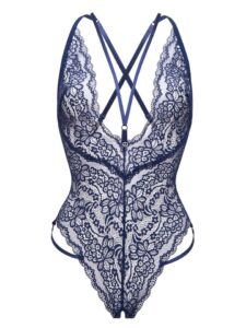 Lovehoney Lingerie Lovehoney Late Night Liaison Blue Crotchless Lace Body - One size — Lingerie • Navy