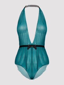 Lovehoney Lingerie Lovehoney Barely There Green Sheer Crotchless Teddy - One size — Lingerie • Green