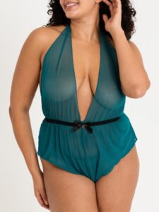 Lovehoney Lingerie Lovehoney Plus Size Barely There Sheer Green Crotchless Body - One Size Queen — Lingerie • Green