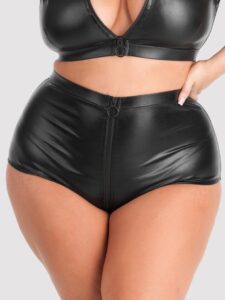 Lovehoney Lingerie Lovehoney Plus Size Fierce Wet Look High-Waisted Knickers - 3X / 4X — Erotic • Black