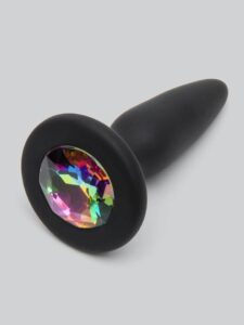 NSNovelties Glams Silicone Black Mini Butt Plug with Rainbow Crystal 3 Inch — Sex Toys • Rainbow