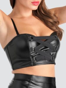 Lovehoney Lingerie Lovehoney Fierce Leather-Look Longline Bra - Large — Lingerie • Black Australia Lovehoney Lingerie Lovehoney Fierce Leather-Look Longline Bra - Large — Lingerie • Black