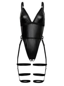 Lovehoney Lingerie Lovehoney Fierce Wet Look Leg Harness Body - One size — Lingerie • Black