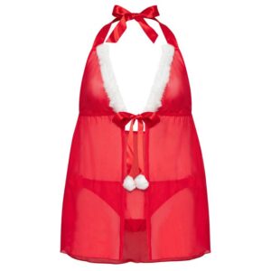 Lovehoney Fantasy Lovehoney Plus Size Christmas Pom-Pom Red Sheer Babydoll Set - One Size Queen — Lingerie • Red Australia Lovehoney Fantasy Lovehoney Plus Size Christmas Pom-Pom Red Sheer Babydoll Set - One Size Queen — Lingerie • Red