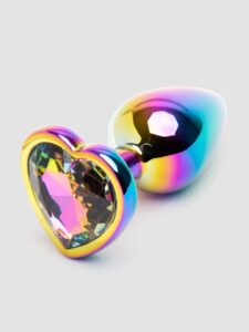 NSNovelties Rear Assets Small Jewelled Rainbow Heart Aluminium Butt Plug 2 Inch — Sex Toys • Rainbow